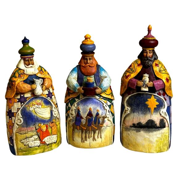 Jim Shore 2003 Let Every Heart Prepare Him Room 113256 'Three Wisemen' Figurines - Picture 1 of 15